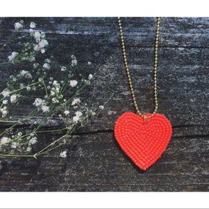 Girls’ J.Crew Orange Beaded Heart Necklace